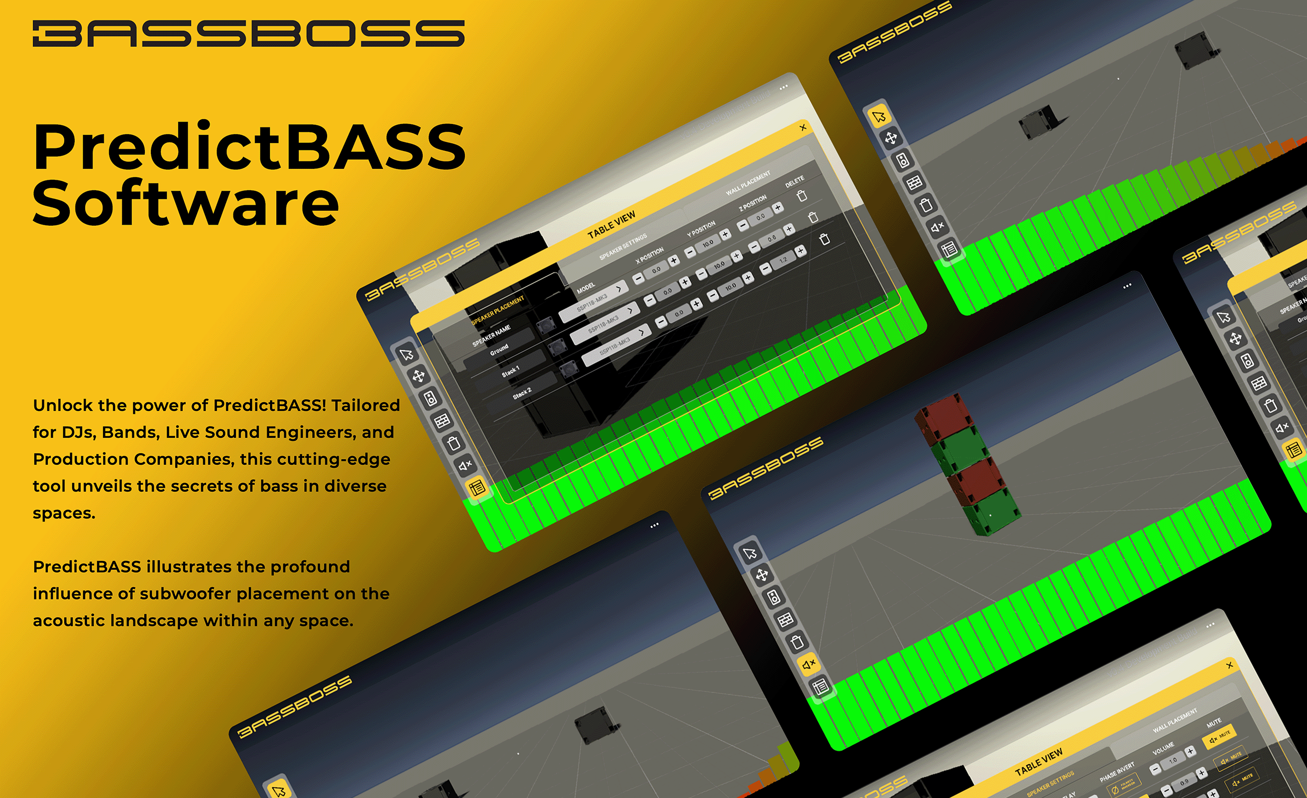 Imagine being able to drag and drop speakers and walls in a virtual 3D environment, much like you're in a video game, but instead of battling aliens, you're mastering the art of bass. With PredictBASS, you can see the science behind the sound, visualize how bass frequencies behave, and identify those pesky "dead zones" without breaking a sweat.